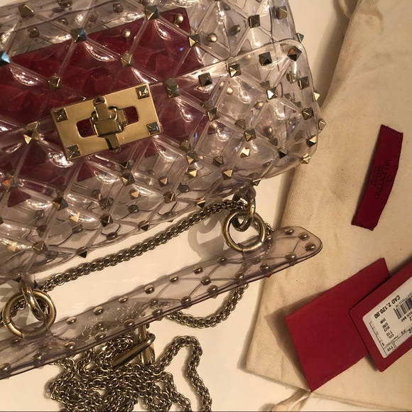 Valentino clear rockstud small size bag with chain - Picture 5 of 15